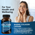 Cápsulas de peptídeos de colágeno marinho orgânico com vitamina C